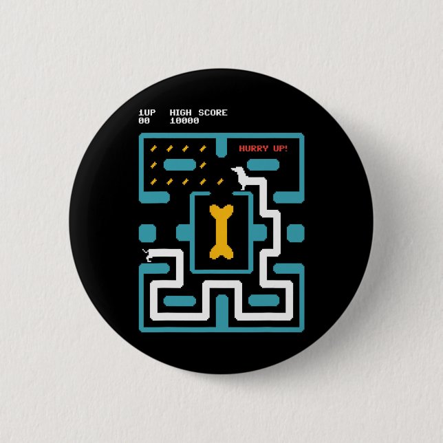 Retro Gaming Console Video Game Dog 80s Arcade  2 Inch Round Button (Front)