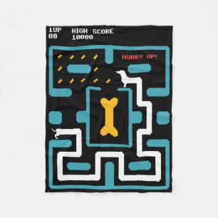 Retro Gaming Console Video Game Dog 80s Arcade  Fleece Blanket