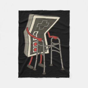 Retro Gaming Controller Old Gamer With Walker Funn Fleece Blanket