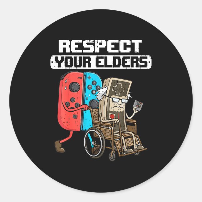 Retro Gaming Funny Gamer Controller 80s Respect Yo Classic Round Sticker (Front)