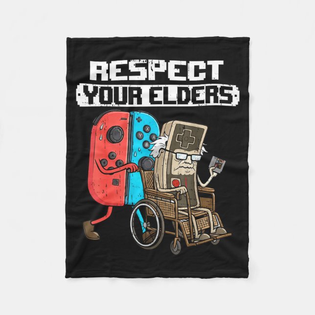 Retro Gaming Funny Gamer Controller 80s Respect Yo Fleece Blanket (Front)