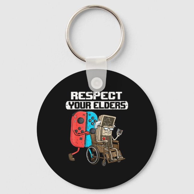 Retro Gaming Funny Gamer Controller 80s Respect Yo Keychain (Front)