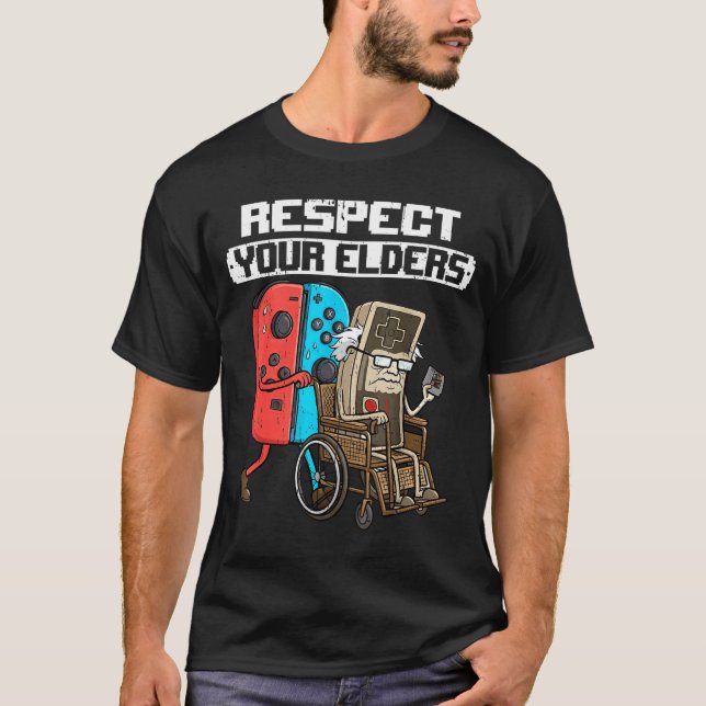 Retro Gaming Funny Gamer Controller 80s Respect Yo T-Shirt (Front)