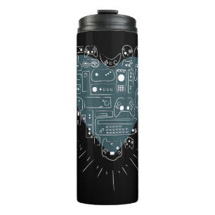 Retro Gaming Heart Video Game Controllers Gamer Thermal Tumbler