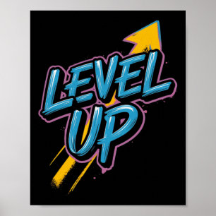 Retro Gaming Level Up Boys Girls Men Women Poster