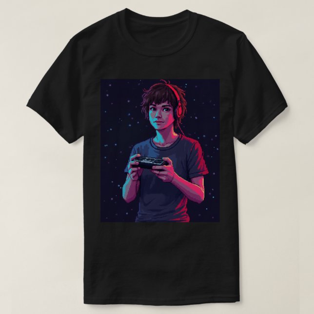 Retro Gaming Pixel Art Gamer Controller 8 Bit Nost T-Shirt (Design Front)