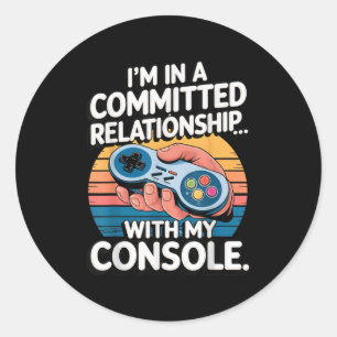 Retro Gaming Relationship Funny Gamer Console Love Classic Round Sticker