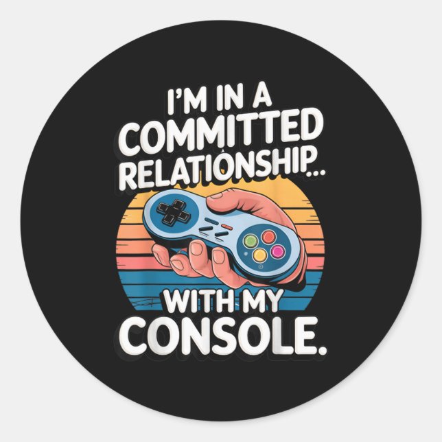 Retro Gaming Relationship Funny Gamer Console Love Classic Round Sticker (Front)