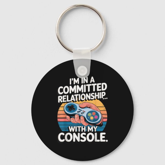 Retro Gaming Relationship Funny Gamer Console Love Keychain (Front)