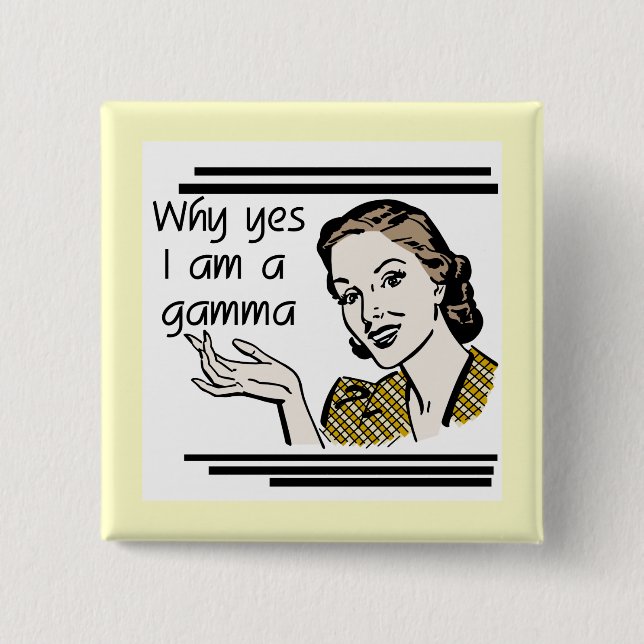 Retro Gamma Tshirts and Gifts 2 Inch Square Button (Front)
