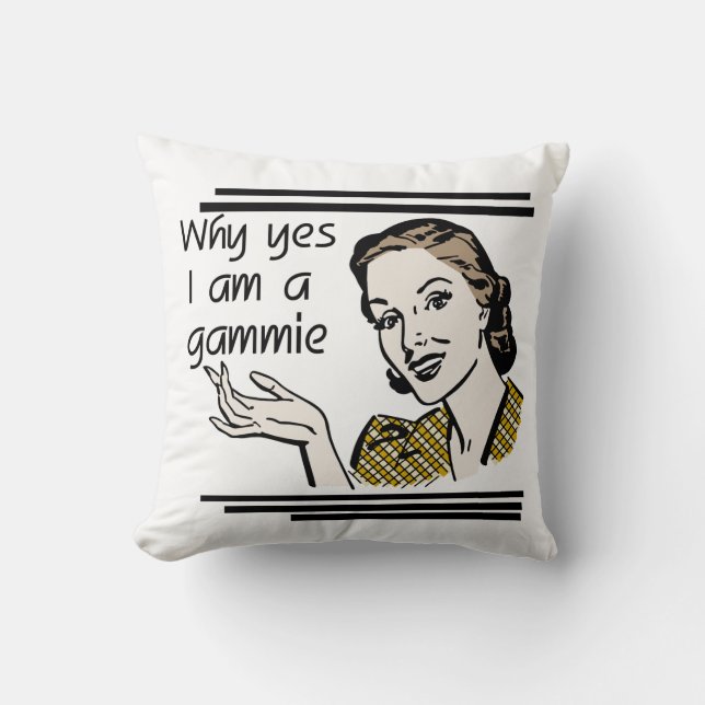 Retro Gammie Gifts Throw Pillow (Front)
