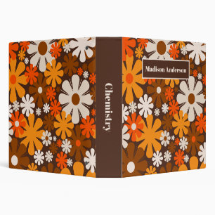 Retro Garden 60s 70s Flowers Brown & Orange Binder