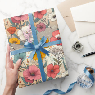 Retro Garden Bloom Wrapping Paper