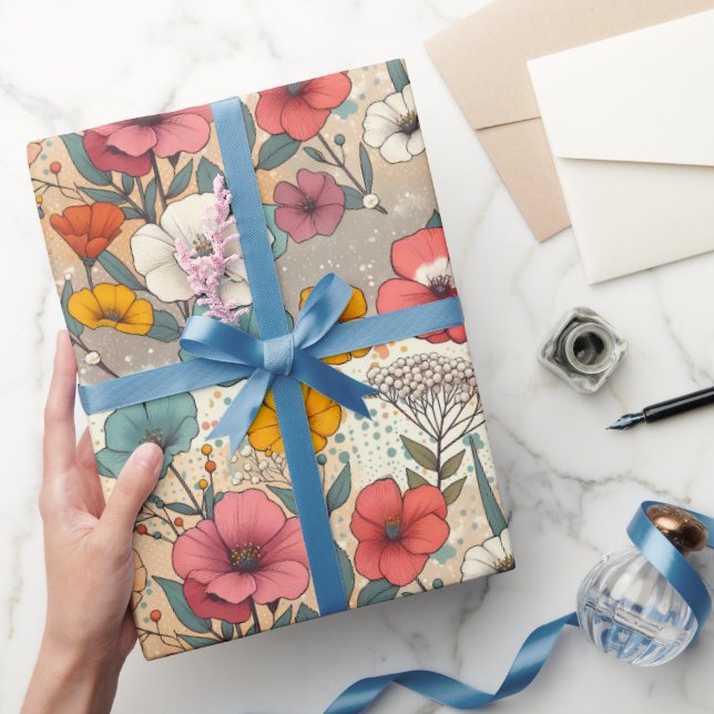 Retro Garden Bloom Wrapping Paper (Gifting)