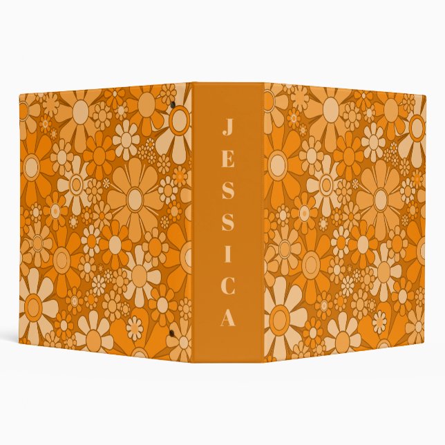 Retro Garden Cheerful Floral 60s 70s Personalized Binder (Background)
