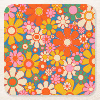 Retro Garden Colourful 60s 70s Floral Pattern