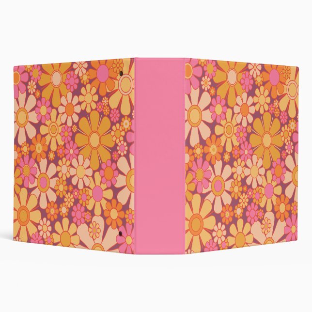Retro Garden Floral 60s 70s Y2K Preppy Pattern Binder (Background)