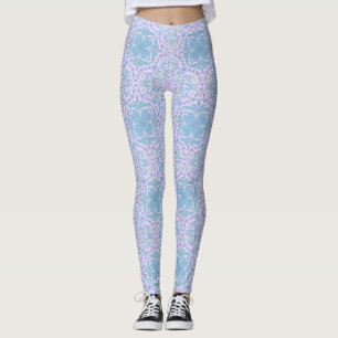 Retro garden florals in blue and violet leggings