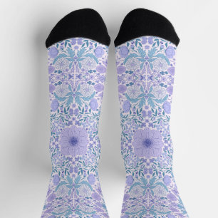 Retro garden florals in blue and violet socks