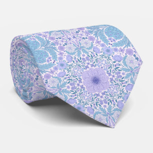 Retro garden florals in blue and violet tie