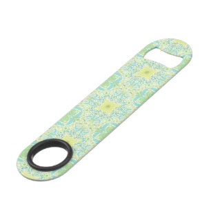 Retro garden florals in green and yellow bar key