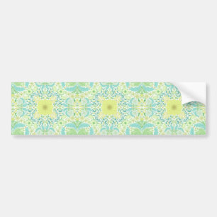 Retro garden florals in green and yellow bumper sticker