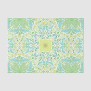 Retro garden florals in green and yellow tissue paper