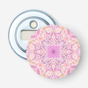 Retro garden florals in pink bottle opener