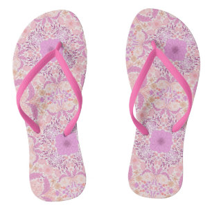 Retro garden florals in pink flip flops