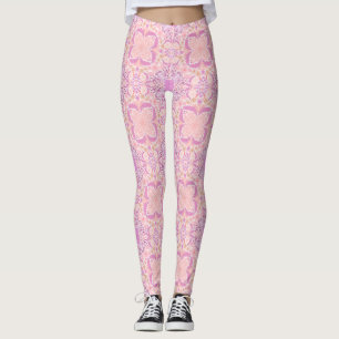 Retro garden florals  in pink leggings