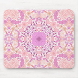 Retro garden florals in pink mouse pad
