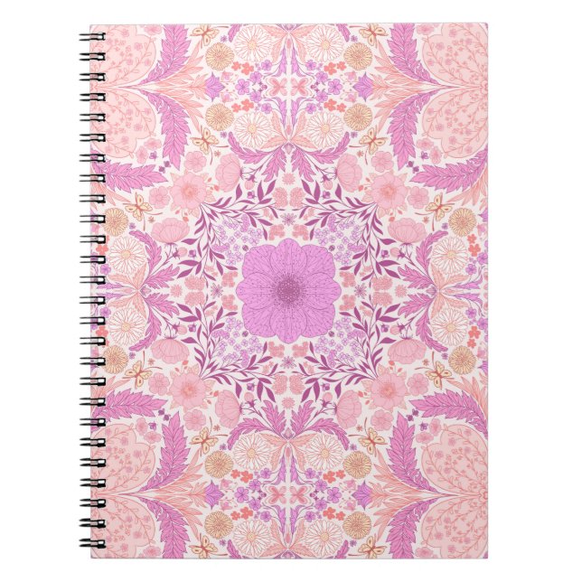 Retro garden florals  in pink notebook (Front)