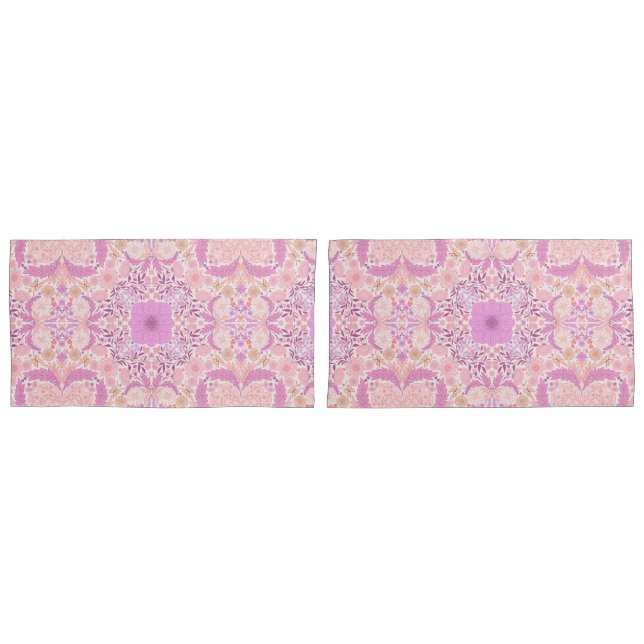 Retro garden florals  in pink pillowcase (Front-Set)