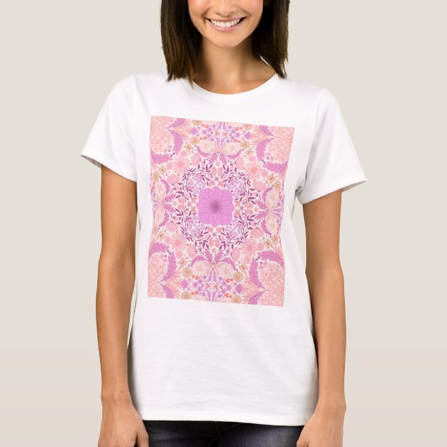 Retro garden florals  in pink T-Shirt (Front)