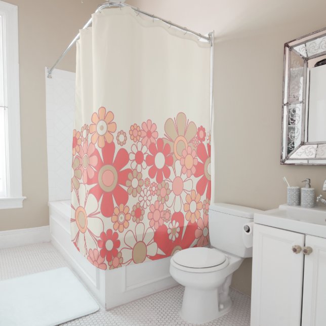 Retro Garden Flower Cuff Pink Peach 60s Pastel (In Situ)