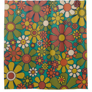 Retro Garden Flowers 60s 70s Floral Pattern