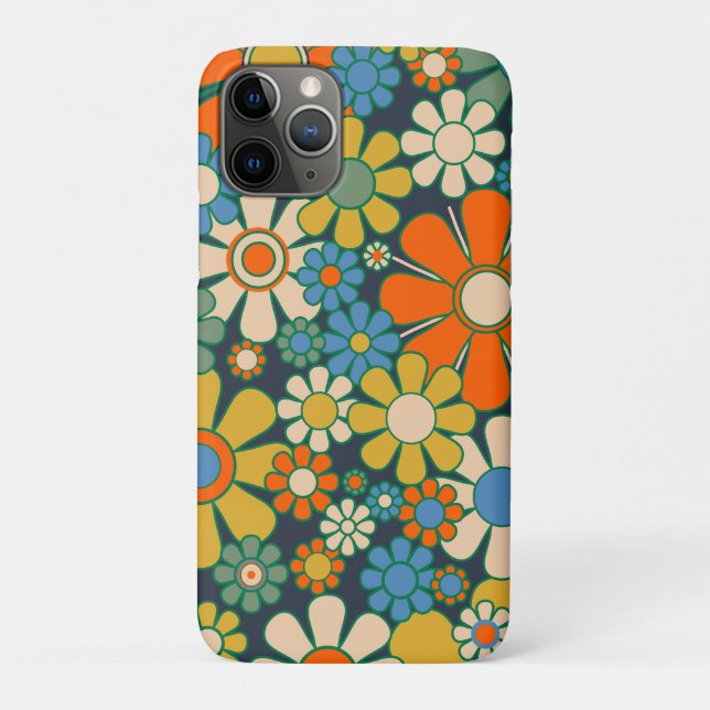 Retro Garden Flowers 60s 70s Floral Pattern Case-Mate iPhone Case (Back)