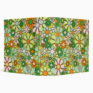 Retro Garden Flowers Groovy 60s 70s Colourful Binder