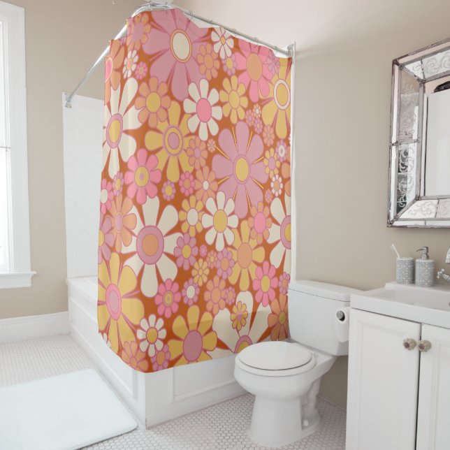 Retro Garden Flowers Groovy 60s 70s Floral Pattern (In Situ)