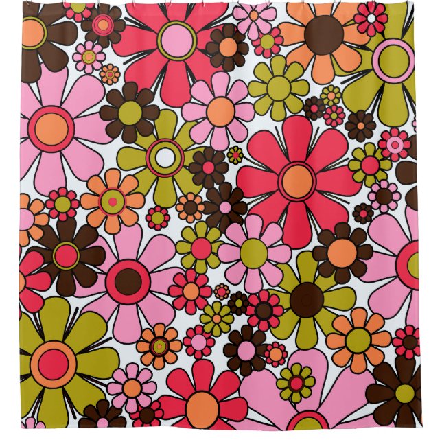 Retro Garden Flowers Groovy 60s 70s Floral Pattern (Front)