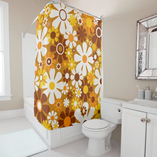 Retro Garden Flowers Groovy 60s 70s Floral Pattern (In Situ)