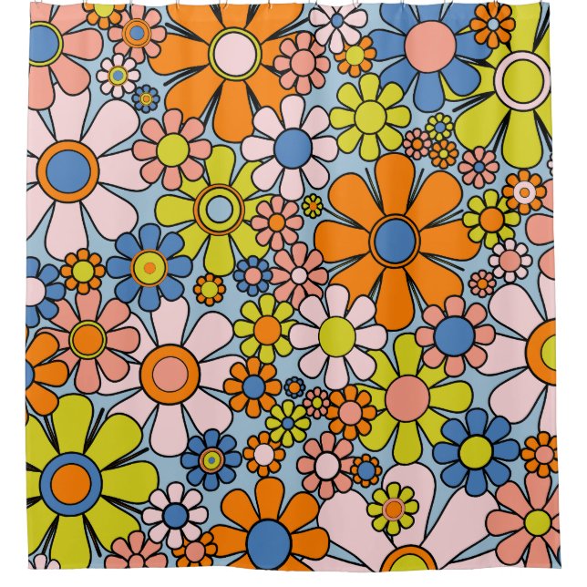 Retro Garden Flowers Groovy 60s 70s Spring Floral  (Front)