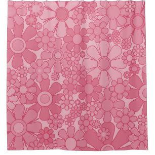 Retro Garden Flowers Pretty Pink Floral Pattern