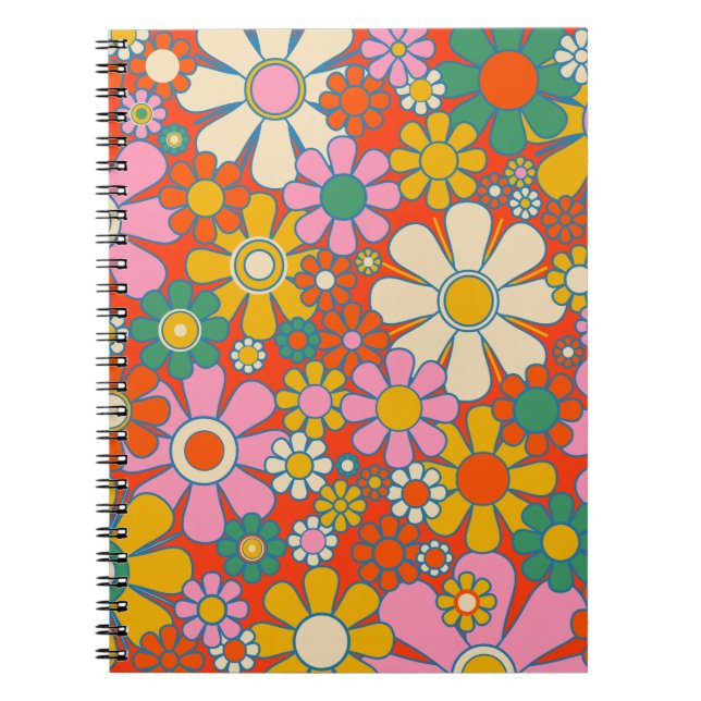  Retro Garden Groovy 60s 70s Floral Pattern Notebook (Front)