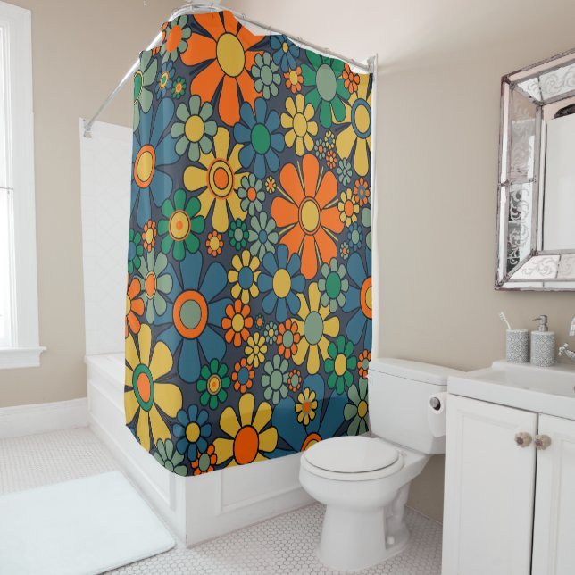 Retro Garden Groovy Floral 60s 70s Pattern (In Situ)