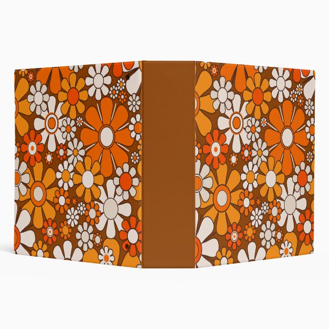 Retro Garden Groovy Floral 60s 70s Pattern Binder (Background)