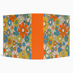 Retro Garden Groovy Floral 60s 70s Pattern Binder