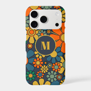 Retro Garden Groovy Floral 60s 70s Pattern Initial