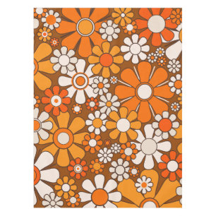 Retro Garden Groovy Floral 60s 70s Pattern Tablecloth