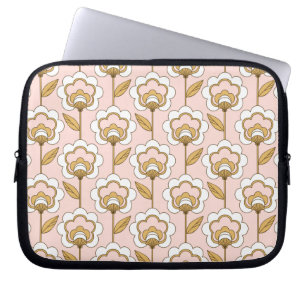 Retro Garden Pink Floral Pattern Laptop Sleeve